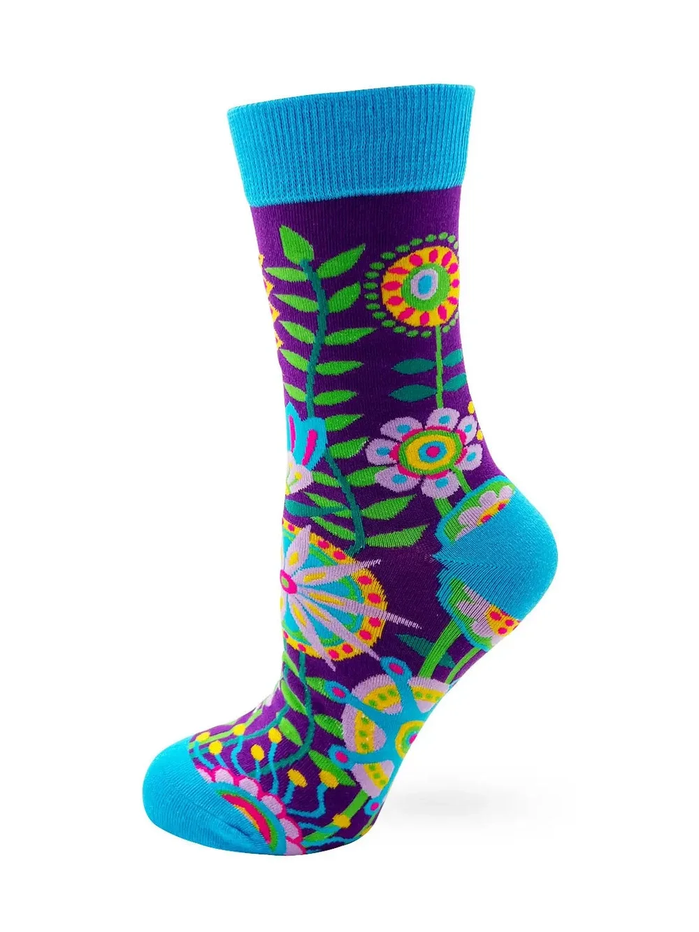 FD5 | Fabdaz Women's Novelty Crew Socks | Funky Floral | Size 5-10